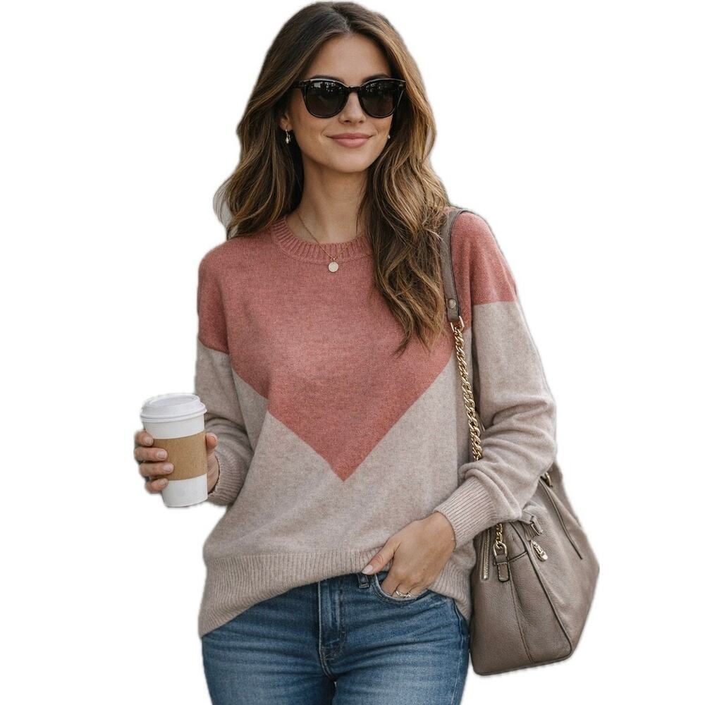 41 Hawthorn Color Block Button Back Cardigan Women's M Peach Beige Sweater
